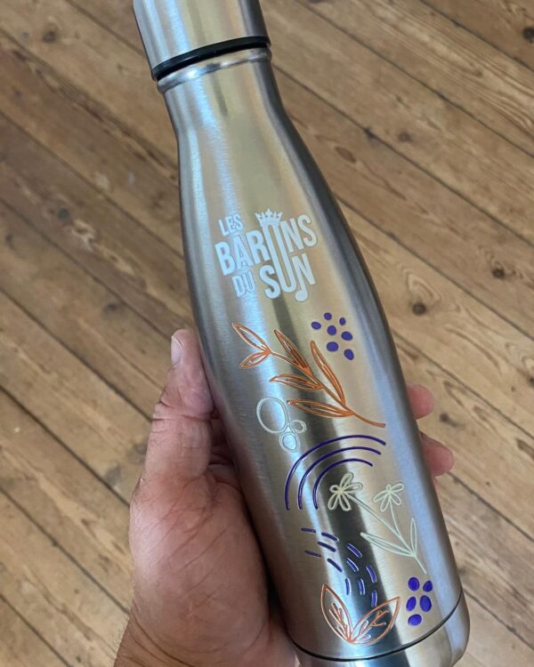 Gourde inox gravée — signature Barons